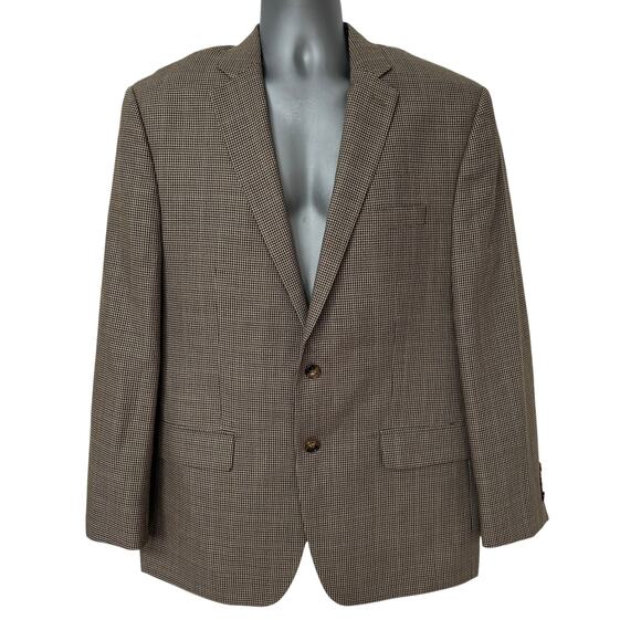 Vintage Ralph by Ralph Lauren Blazer Micro Check Tan Brown Jacket Men's Size 43R - Picture 1 of 12